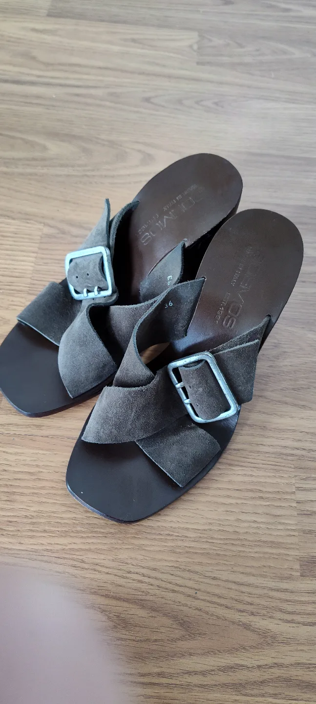 Italian Suede Buckle Sandals Genuine Leather image indicator(3)