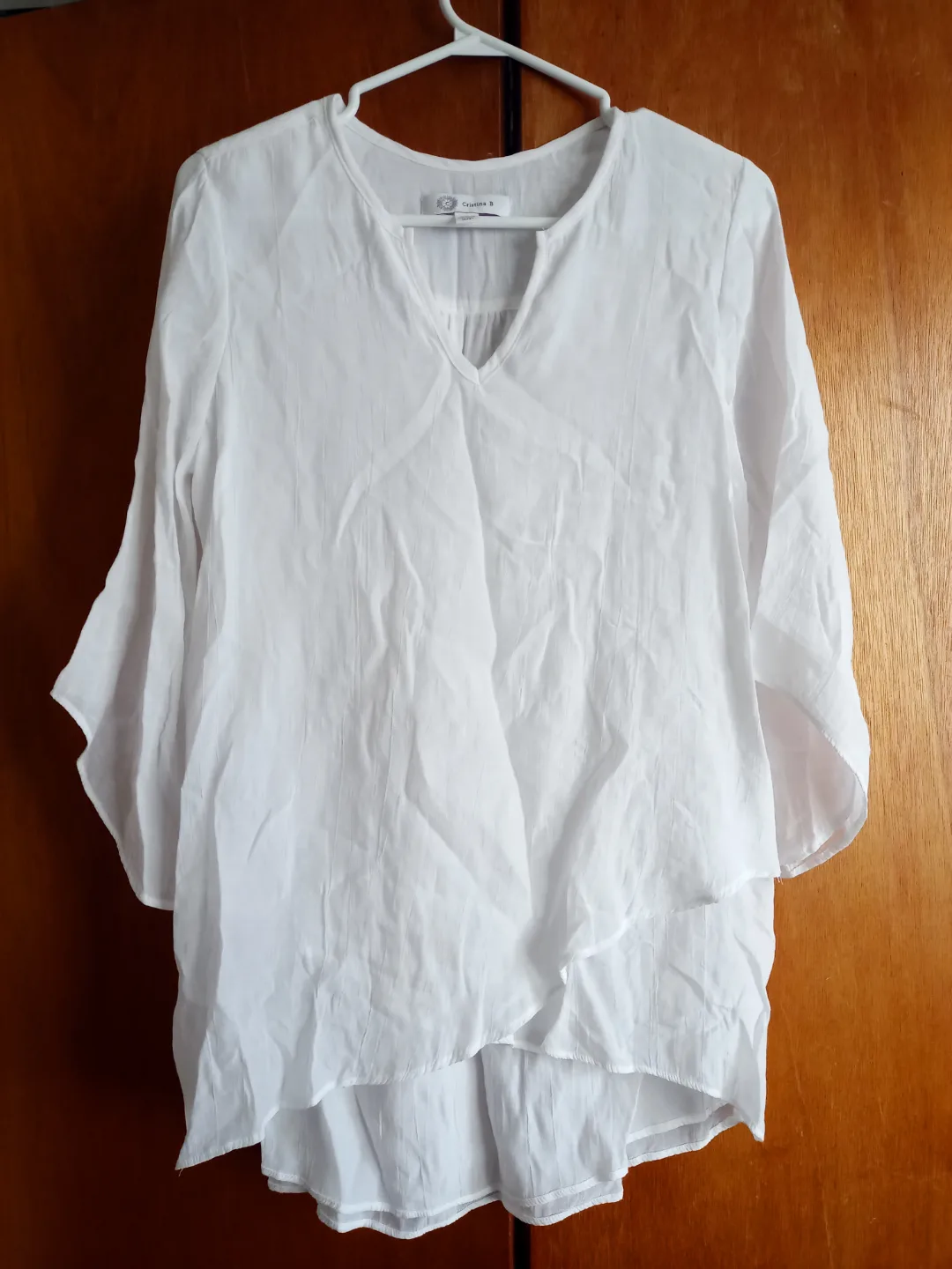Cristina B White Layered Blouse Size S/P thumbnail