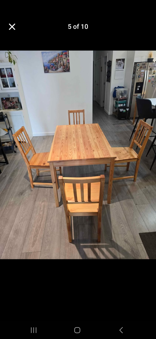 IKEA Ingatorp Table and Four Chairs Set Refinished - photo 4