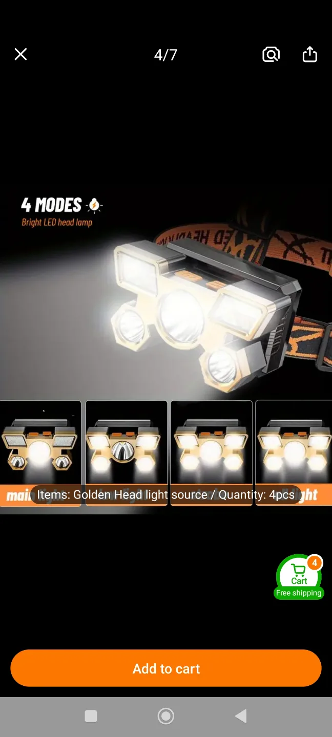 Brand New Rechargeable LED Headlamp - 4 Light Modes with box image indicator(5)