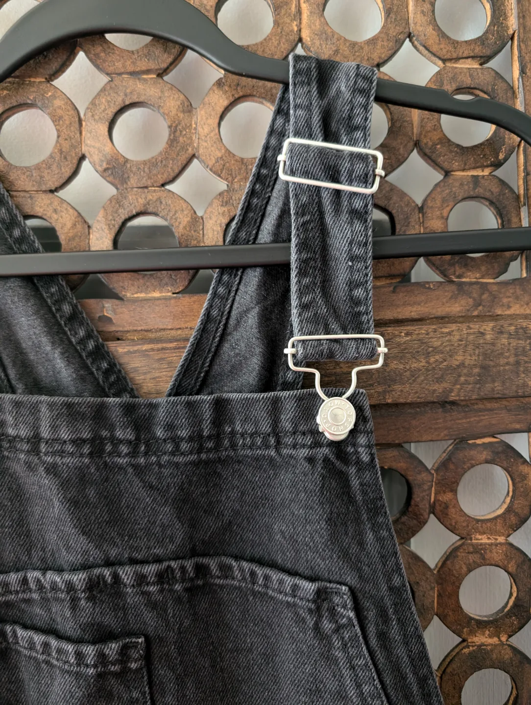 Topshop Black Denim Overall Shorts image indicator(7)