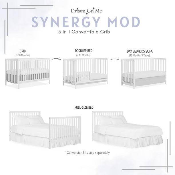 5-in-1 Convertible Crib&Mattress White 5-in-1 Convertible Crib - photo 2