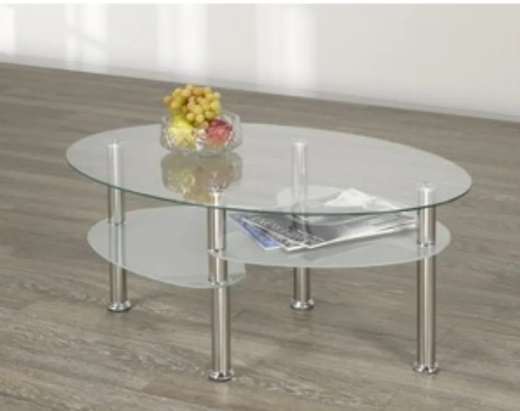 Move out sale - Glass Coffee Table with Chrome Legs thumbnail