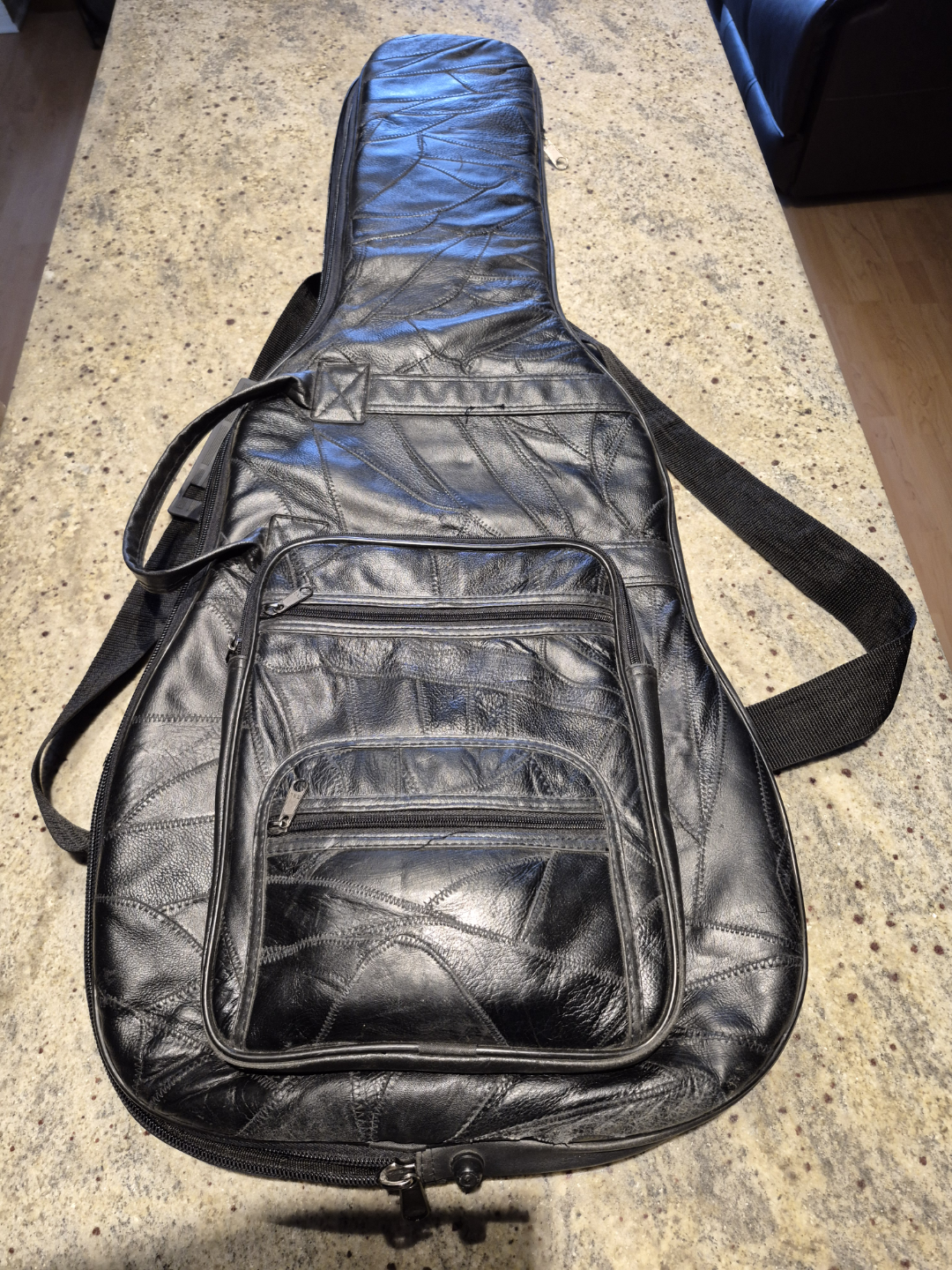 Black Leather Guitar Gig Bag