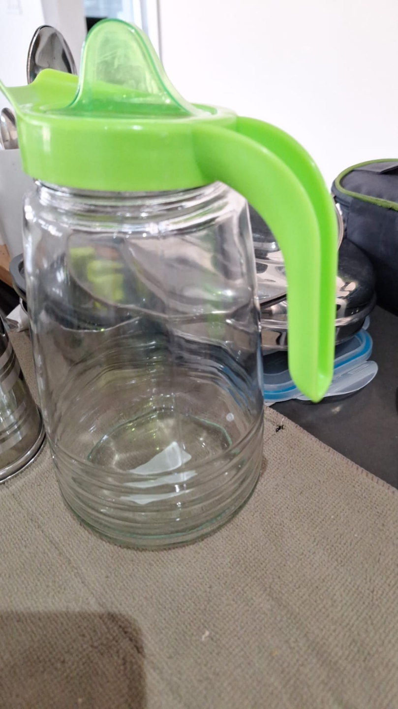 Glass Beverage Dispenser with Green Lid