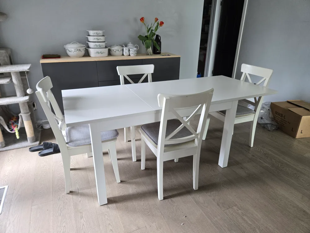 White Extending Dining Table 💚 image indicator(2)