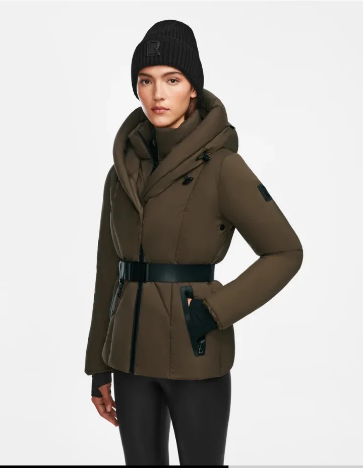 Rudsak Women's Olive Green Down-Filled Belted Jacket image indicator(2)