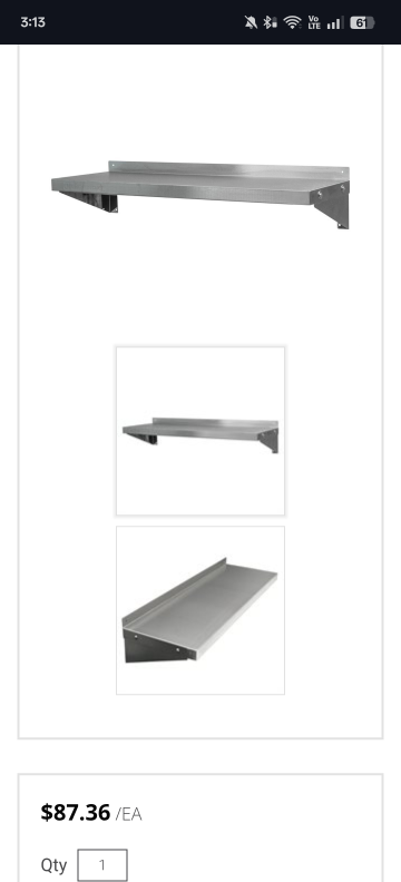 12"x48" Stainless Steel Wall Mounted Shelf - New in Box