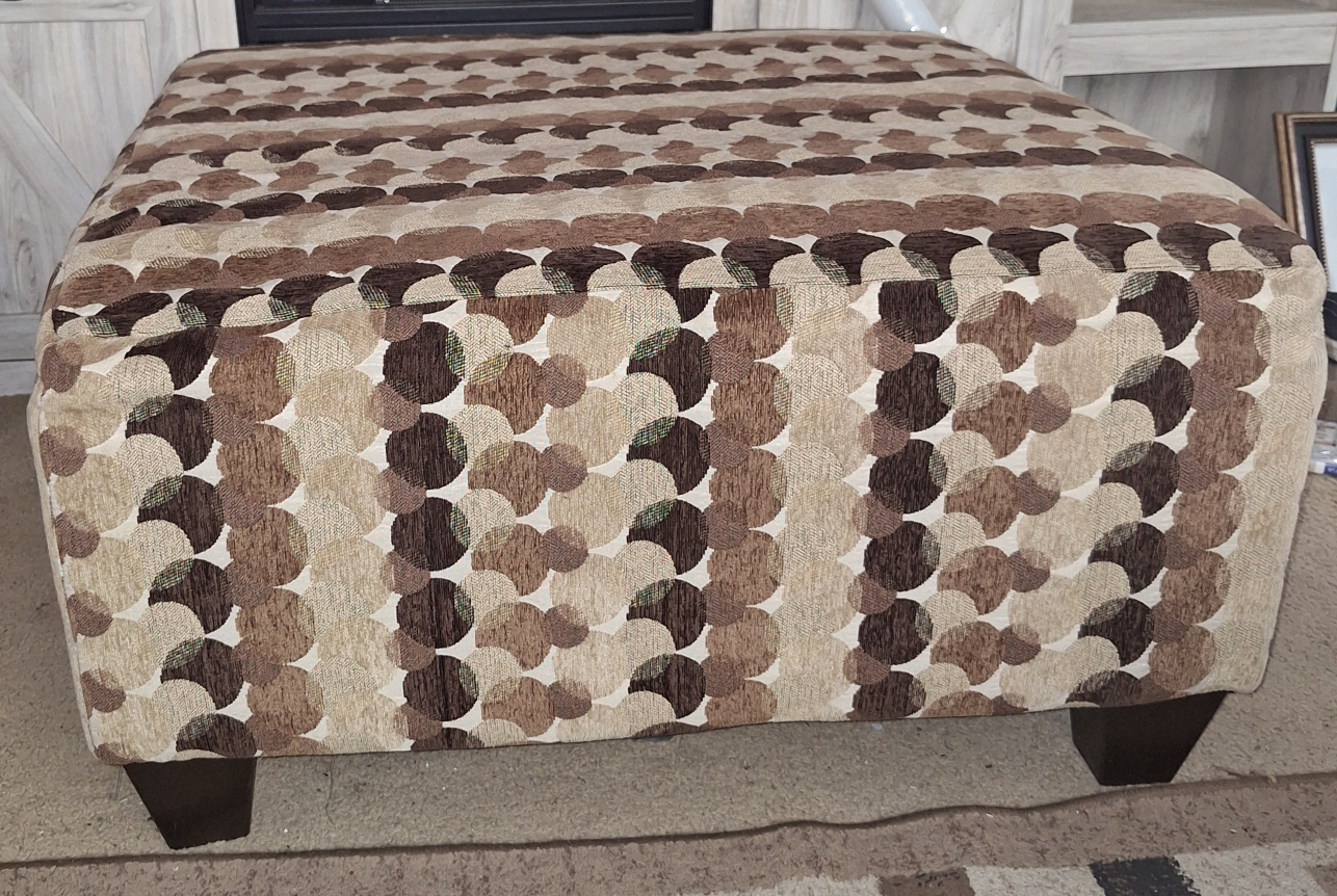 Square Ottoman with Brown and Beige Pattern