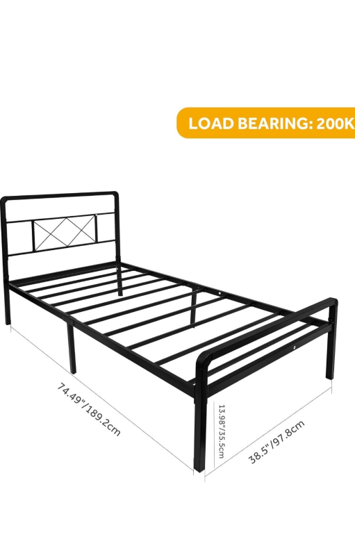 Metal Twin Bed Frame - Black - photo 3