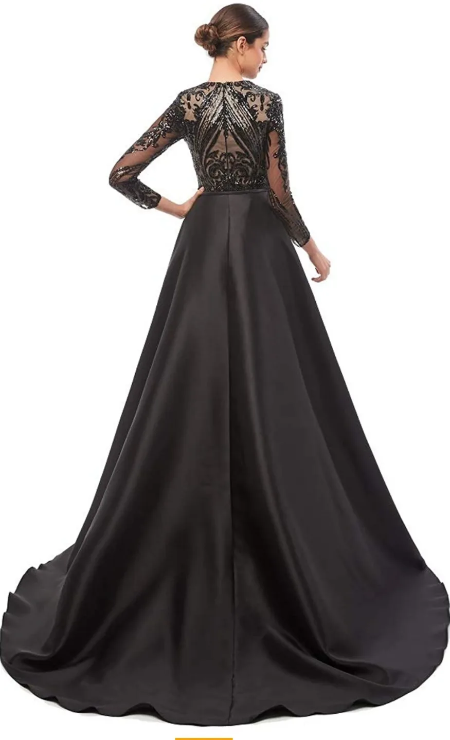 Elegant Black Sequin & Satin Evening Gown image indicator(4)