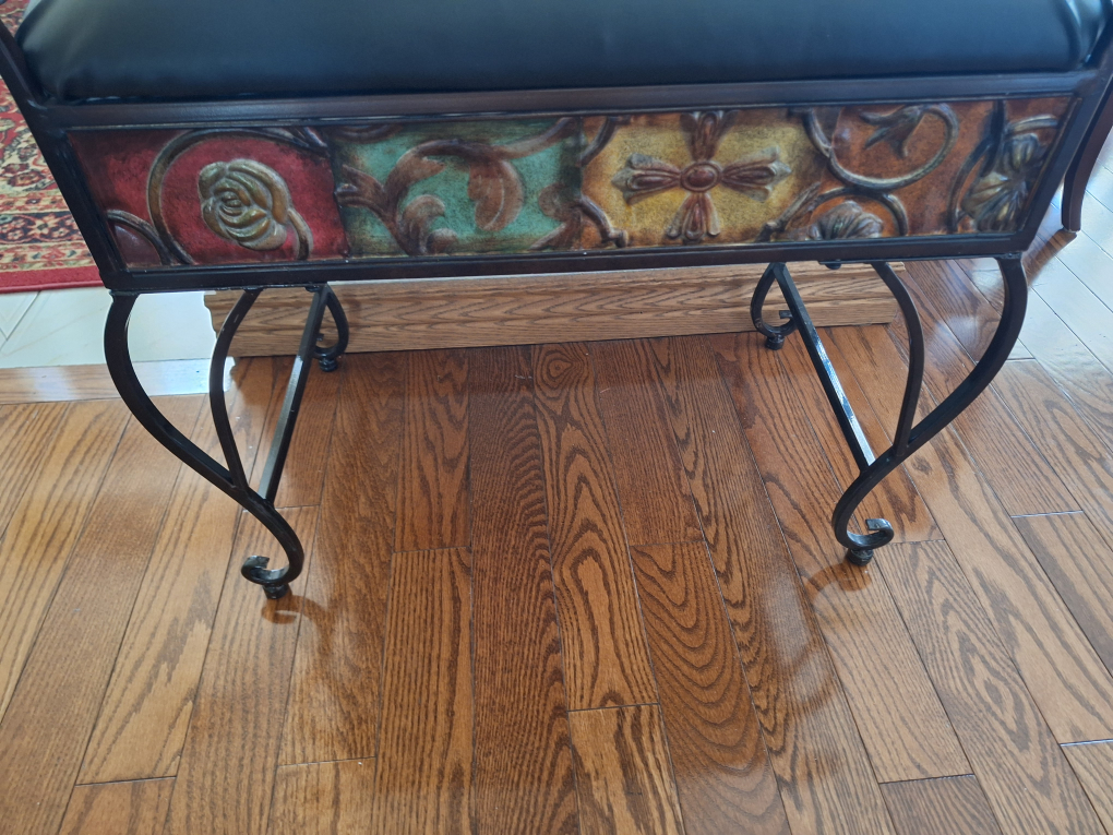 Wrought iron Bench with faux leather Cushion - photo 3