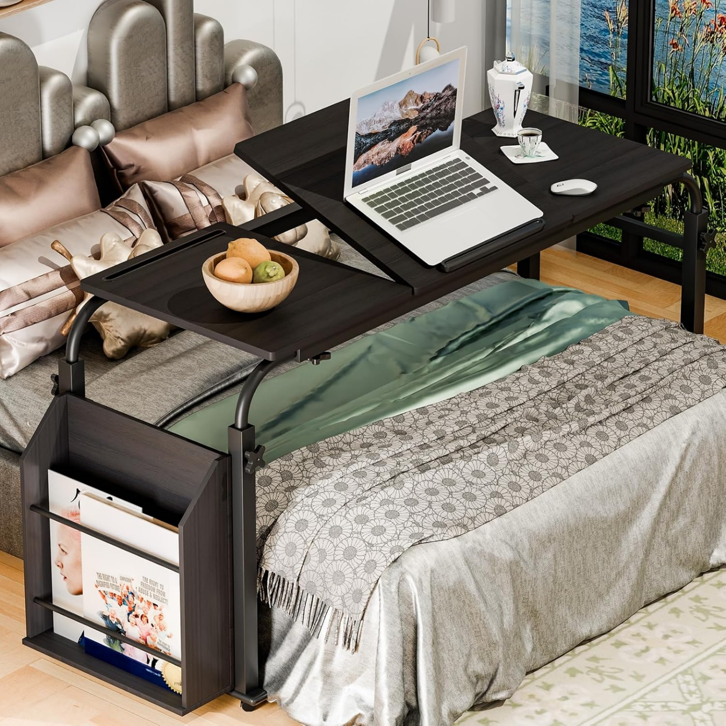 Adjustable Laptop Bed Table with Storage - photo 2
