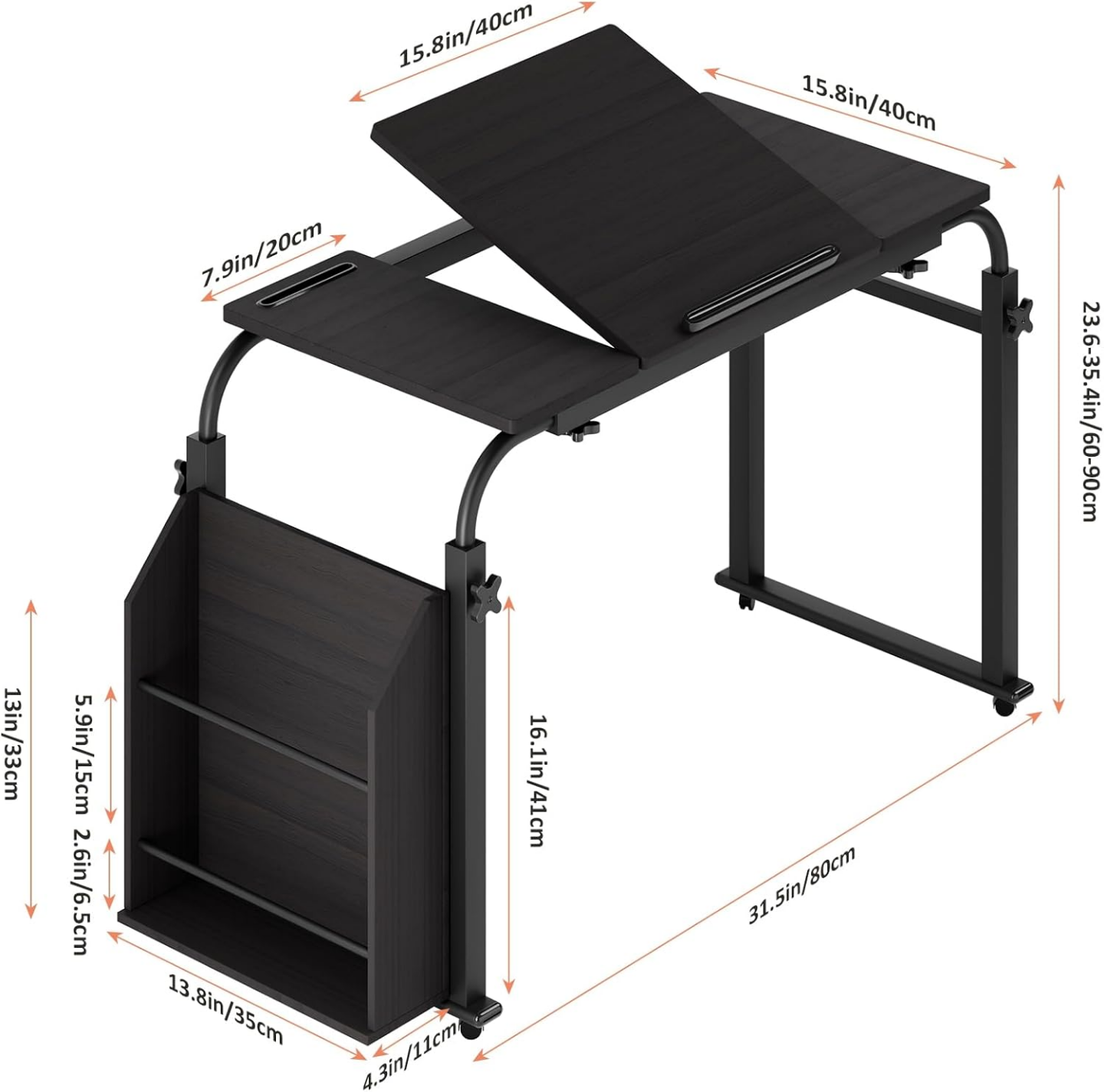 Adjustable Laptop Bed Table with Storage - photo 3