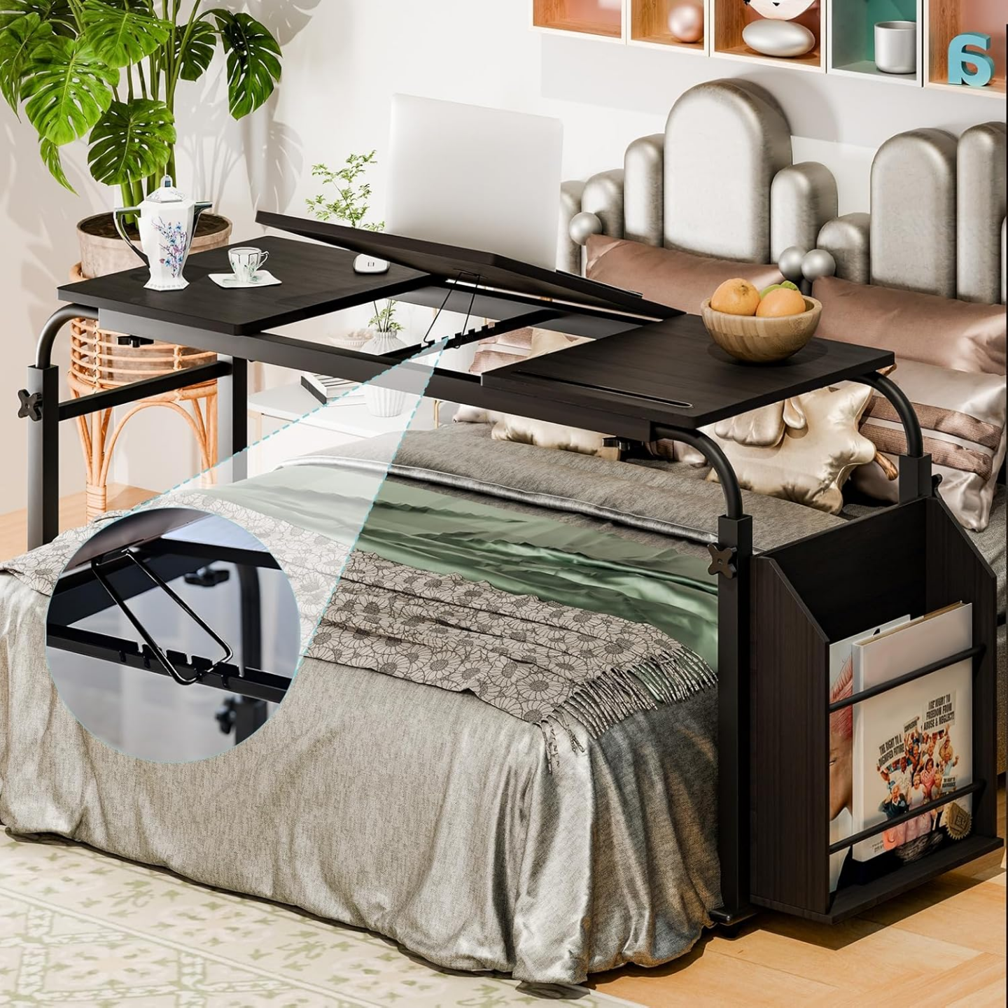 Adjustable Laptop Bed Table with Storage - photo 4