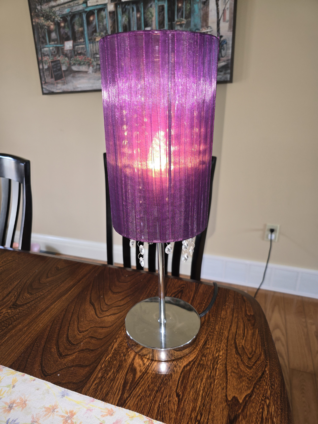 Purple Table Lamp with Crystal Accents - photo 2