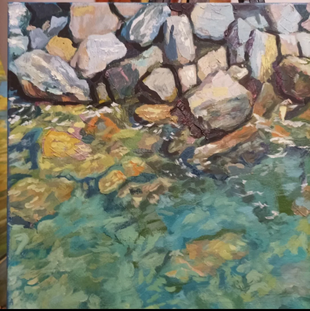 Original Oil Painting of Rocky Shoreline image indicator(4)