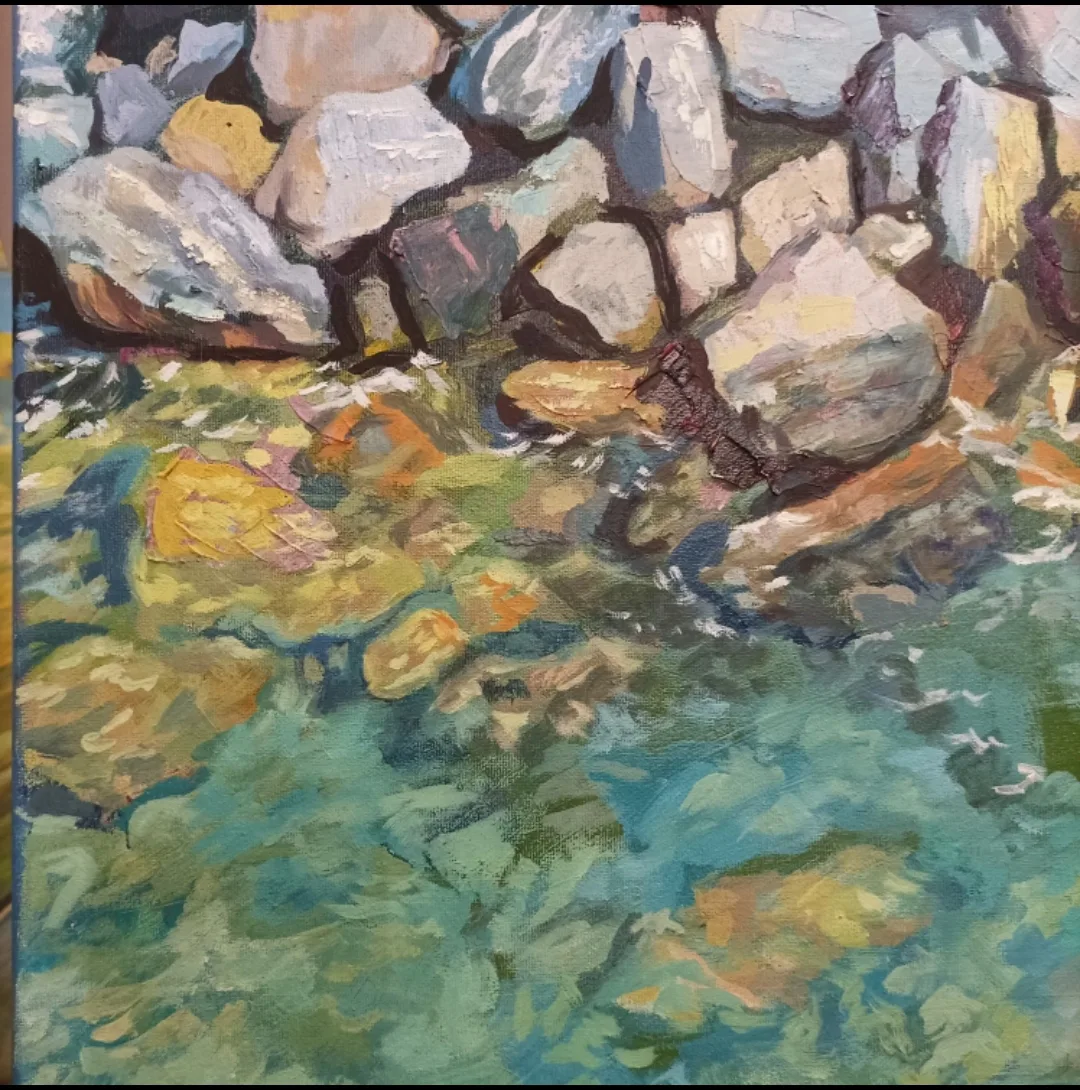 Original Oil Painting of Rocky Shoreline image indicator(7)