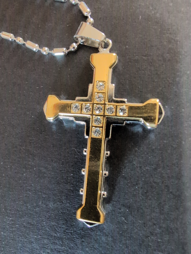 Men's Gold and Silver Cross Necklace - photo 2