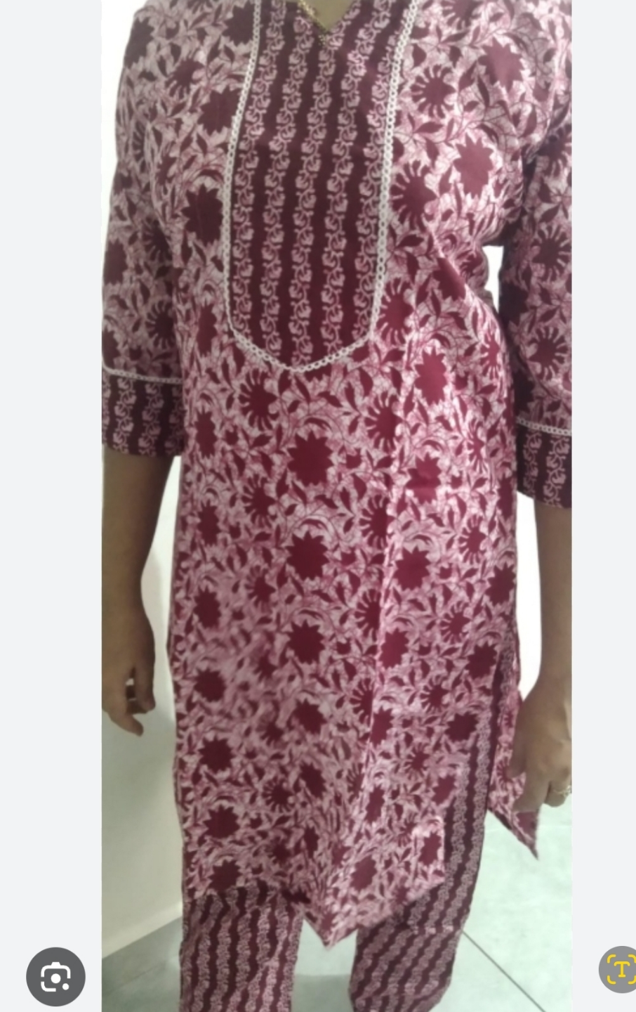 Burgundy floral kurta pajama set