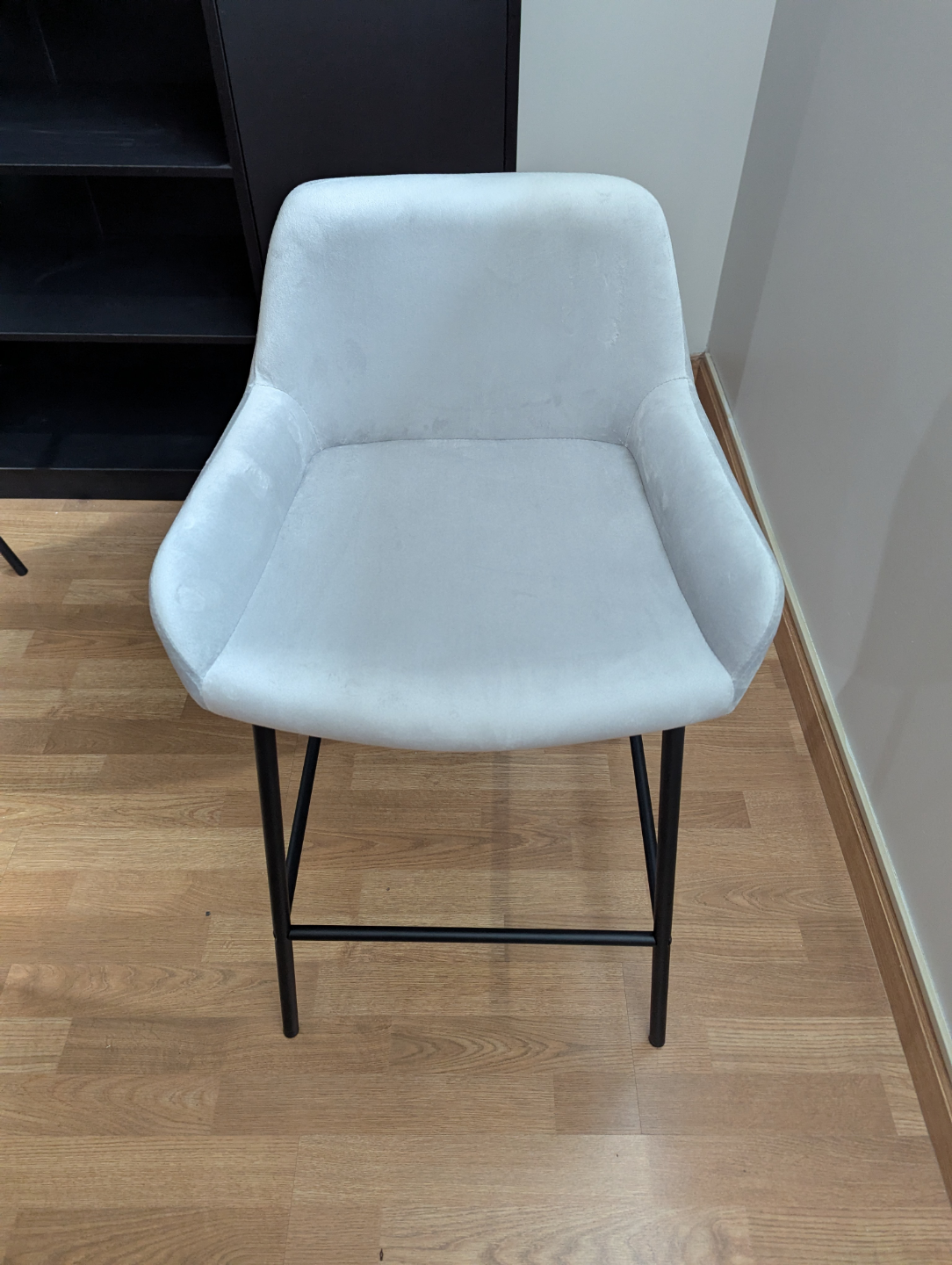 Pair of Grey Padded Velvet Bar Stools - photo 3