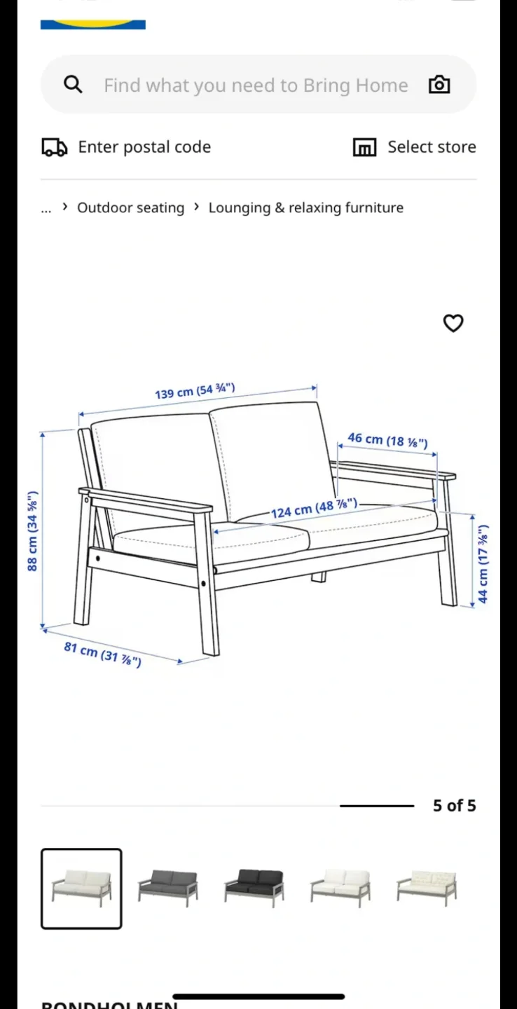 IKEA Bondholmen Outdoor Sofa Frame (2-Seater) – Great Condition image indicator(4)