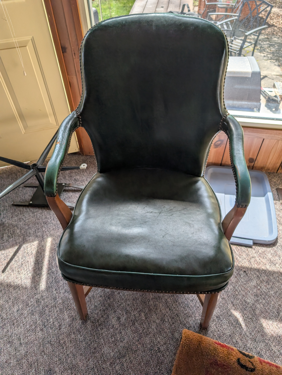 Vintage Green Leather Armchair