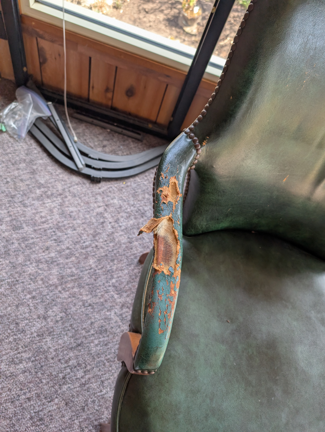 Vintage Green Leather Armchair - photo 4