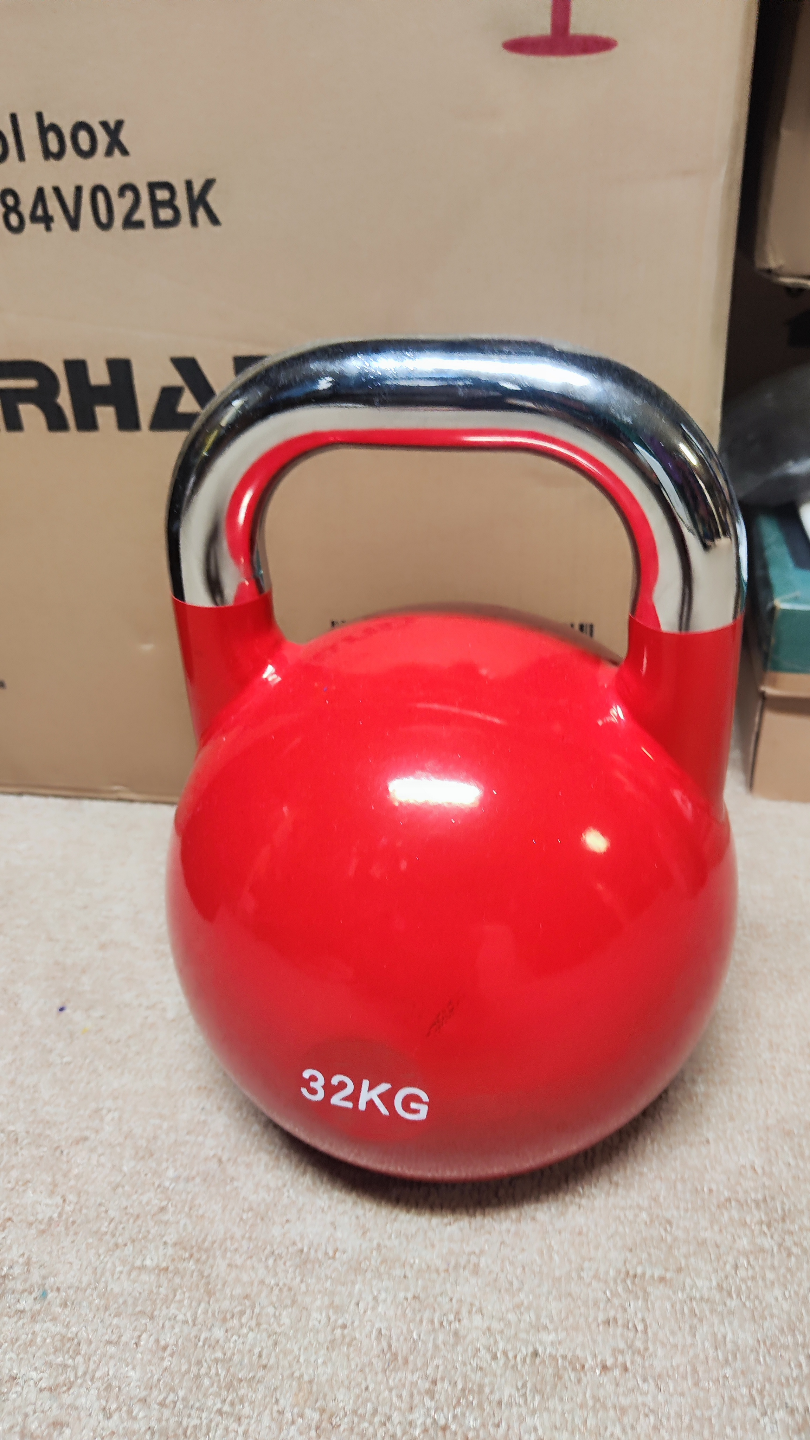 32KG Kettlebell - Red with Chrome Handle