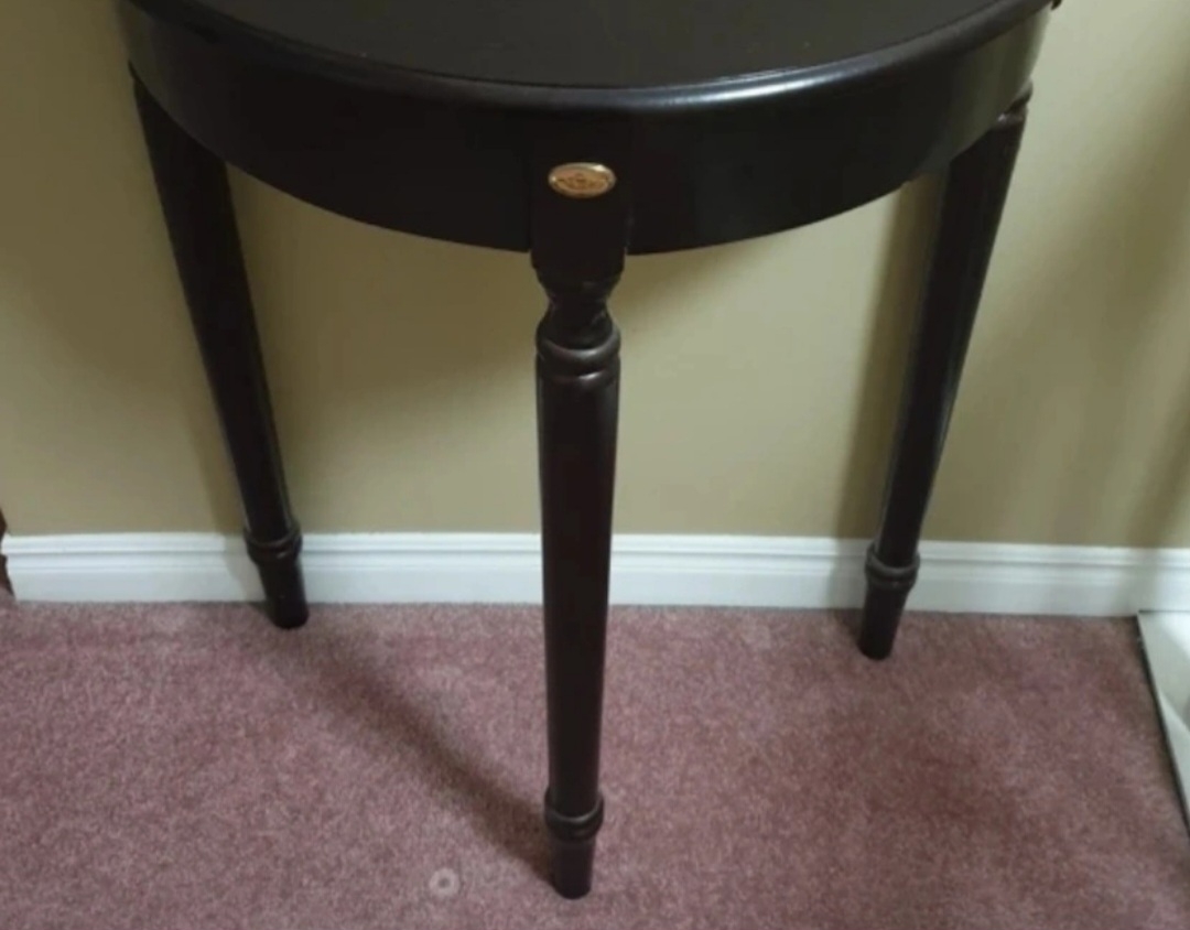 Dark Brown Half-Moon Console Table