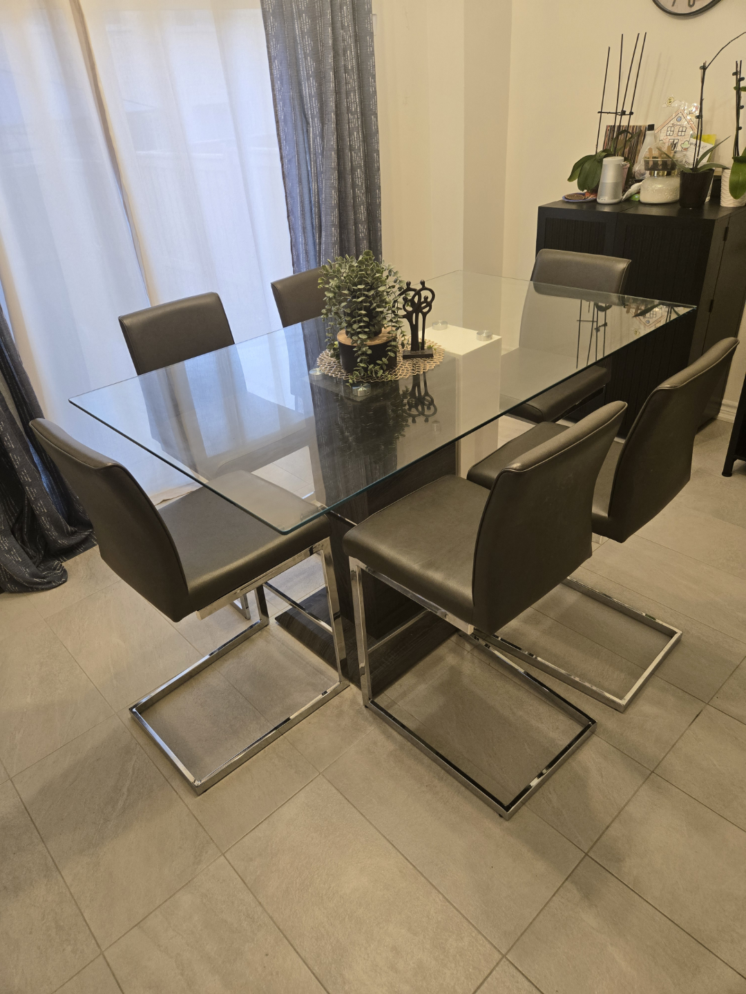 Counter Height Glass-top Dining Table with Six Chairs - photo 3