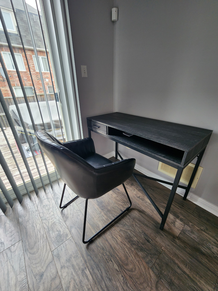 Moving Sale- Modern Black Writing Desk with Metal Legs-