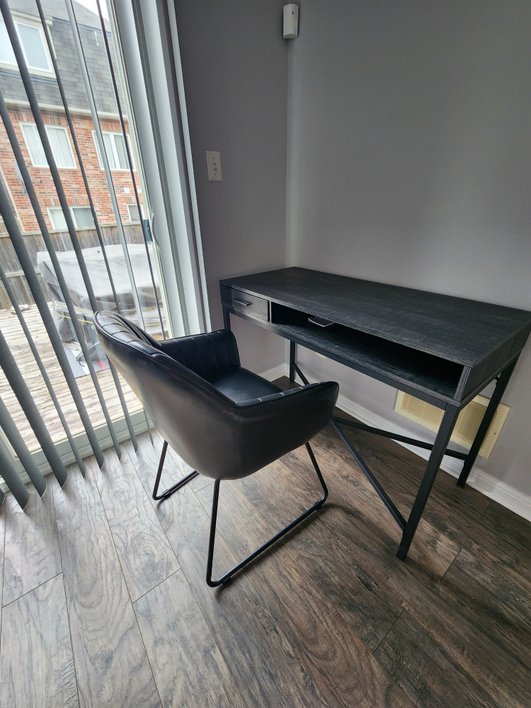 Moving Sale- Modern Black Writing Desk with Metal Legs- - photo 2