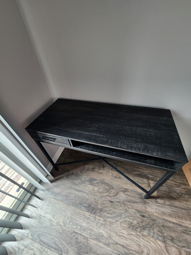 Moving Sale- Modern Black Writing Desk with Metal Legs- - photo 3