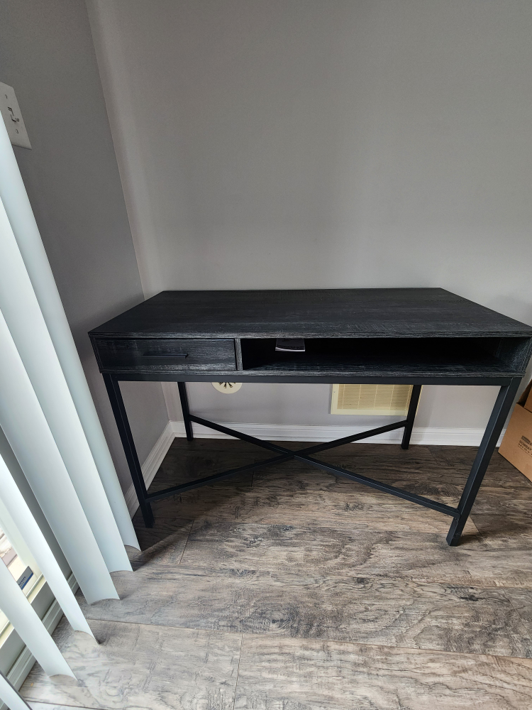 Moving Sale- Modern Black Writing Desk with Metal Legs- - photo 4