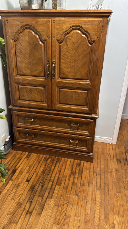 Vintage Wooden Armoire with Drawers - photo 3