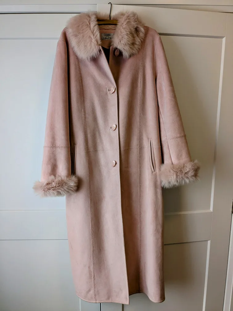 Pink Laura Novella Suede Shearling Coat thumbnail