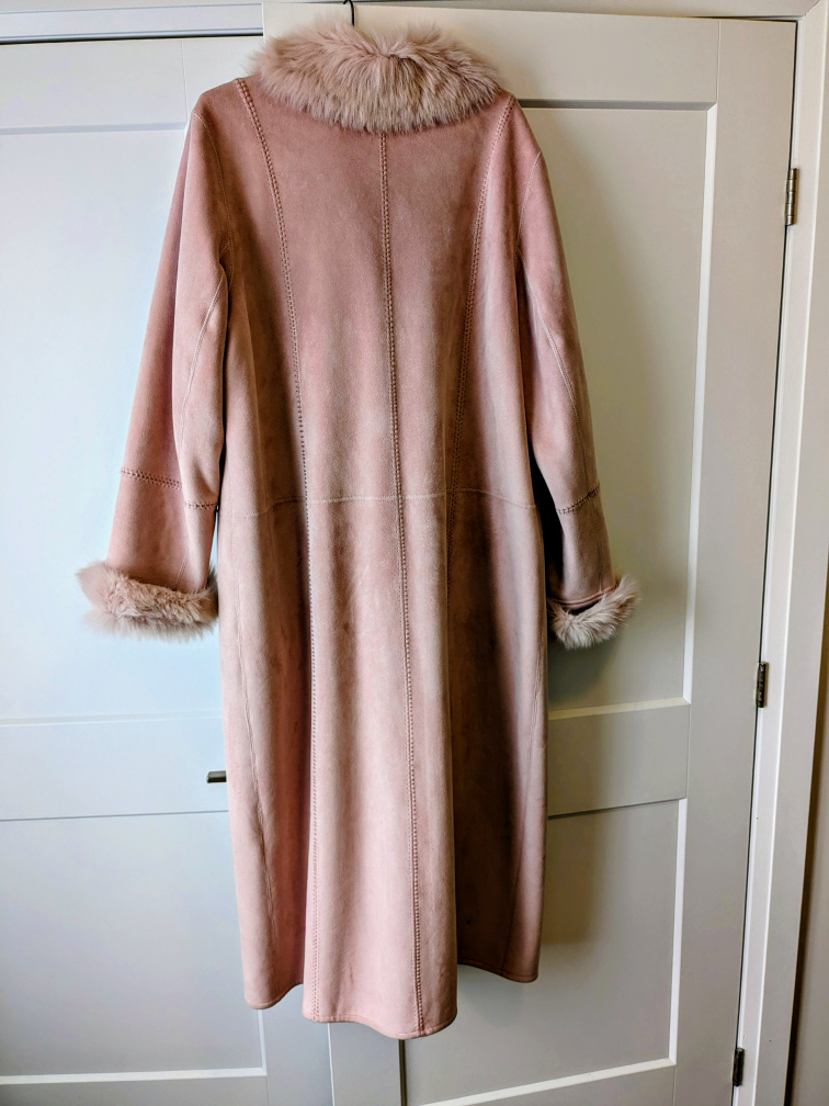Pink Laura Novella Suede Shearling Coat - photo 2