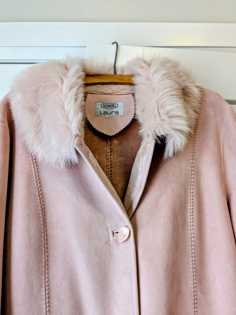 Pink Laura Novella Suede Shearling Coat - photo 3