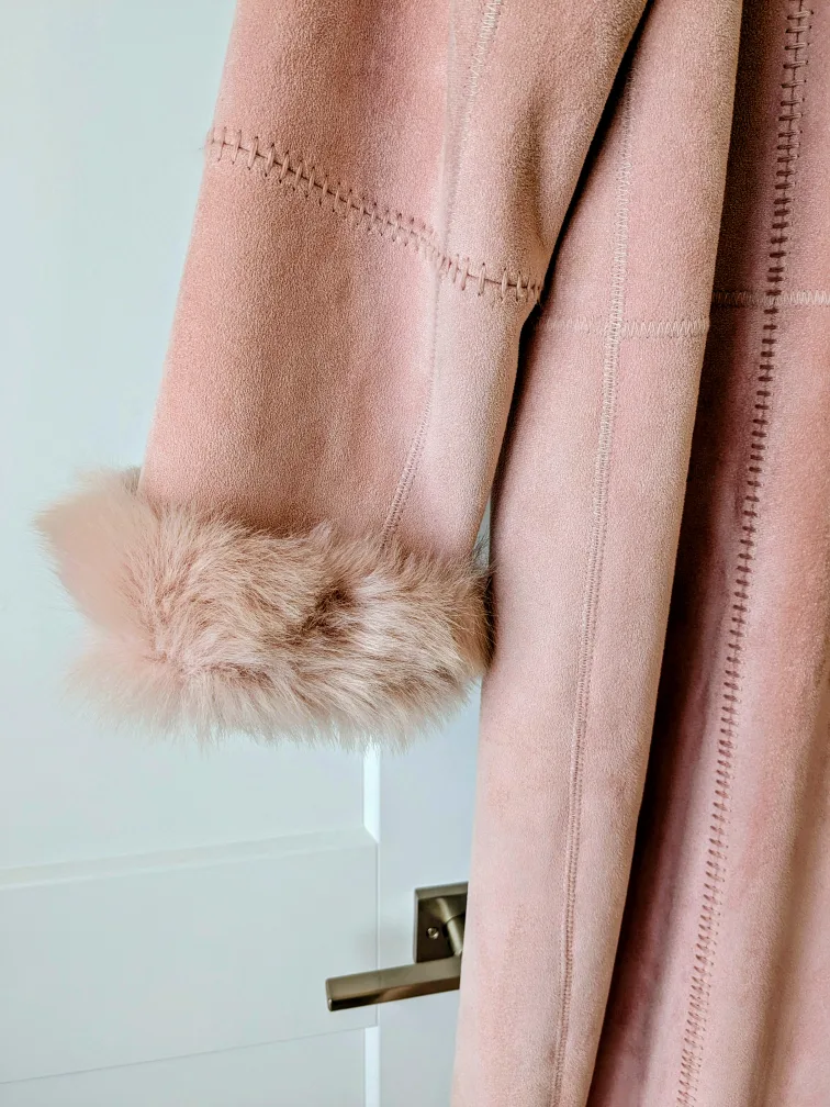 Pink Laura Novella Suede Shearling Coat image indicator(5)