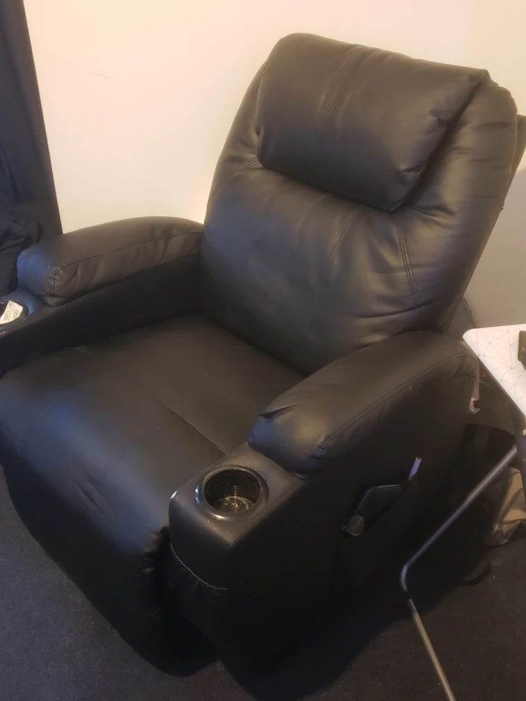 Black Recliner Chair with Cup Holders