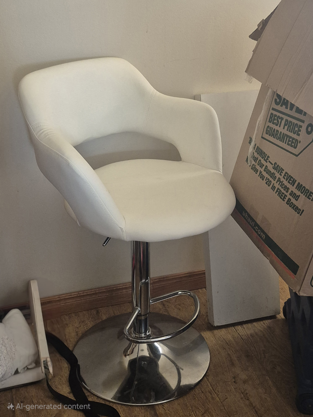 White Bar Stool with Chrome Base from the Brick - new in box - photo 2
