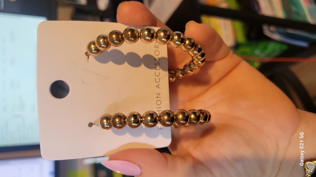 Gold Beaded Hoop Earrings - photo 3