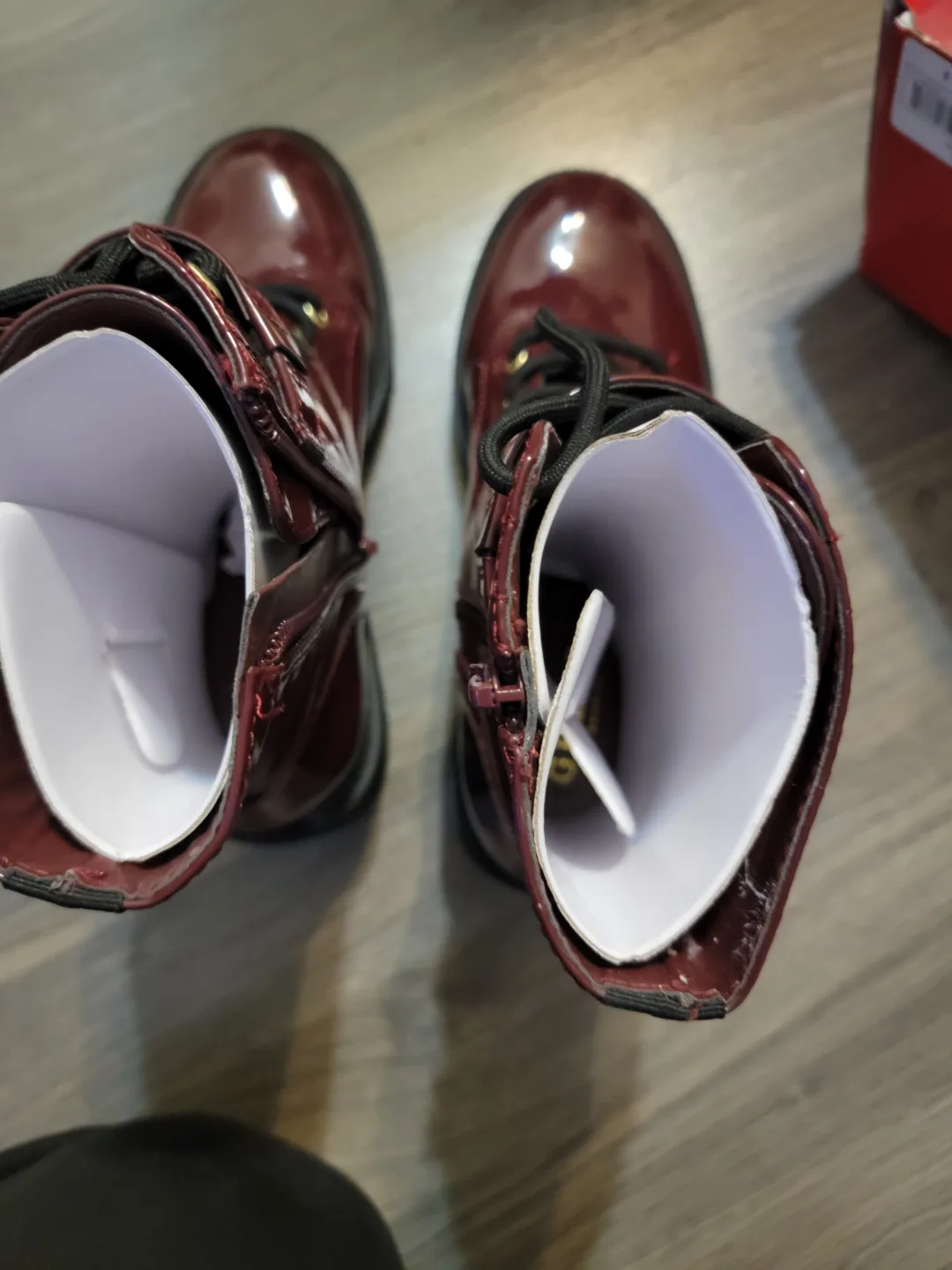 Women's Size 6 Guess Dark Red Patent Leather Boots image indicator(3)