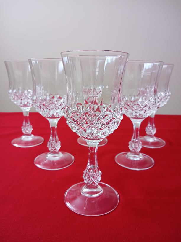 Set of Six Crystal Wine Glasses