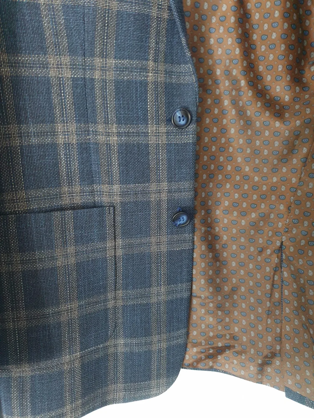 Boys Blue and Beige Checked Blazer image indicator(2)