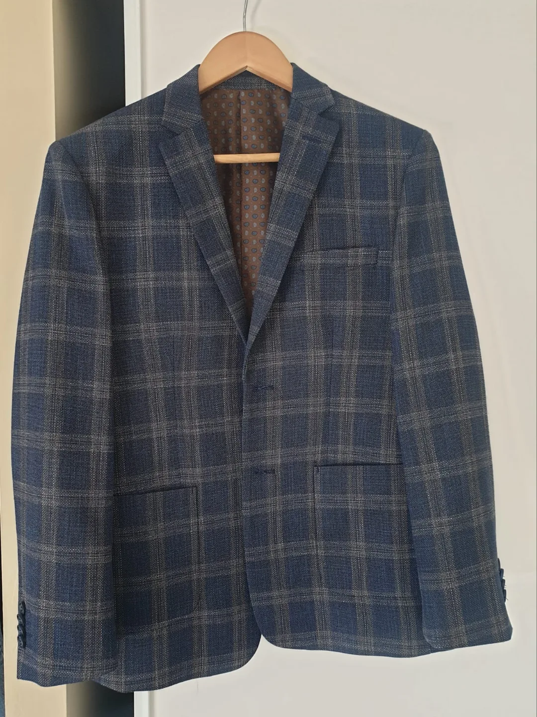 Boys Blue and Beige Checked Blazer image indicator(3)