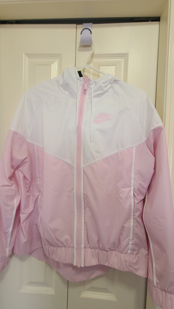 Nike Women's Pink and White Windrunner Jacket