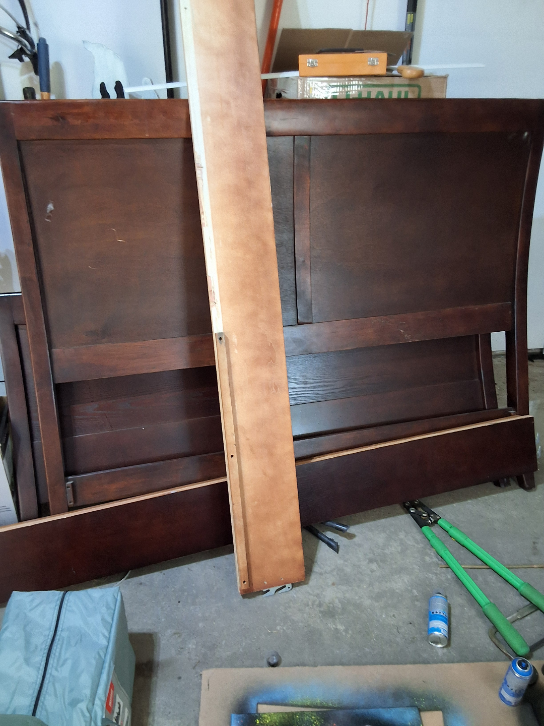 Sleigh Bed Frame - Disassembled