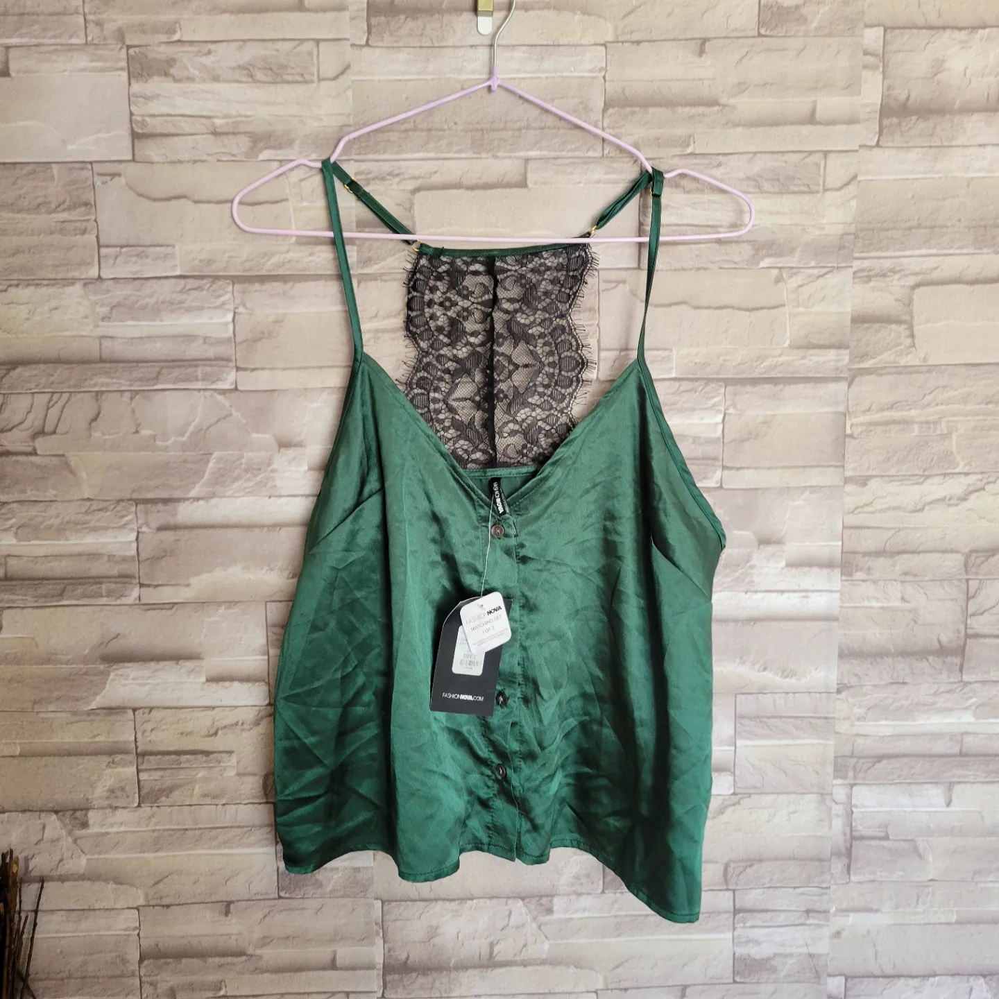 Fashion Nova Green Satin Cami thumbnail